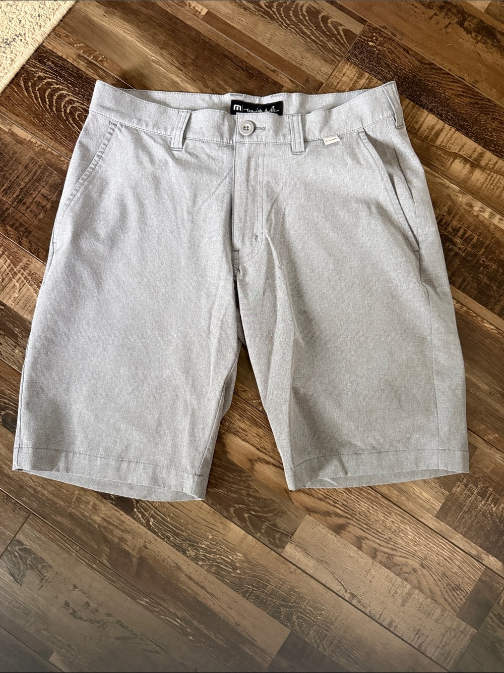 Travis Mathew Light Gray Flat-Front Chino Shorts